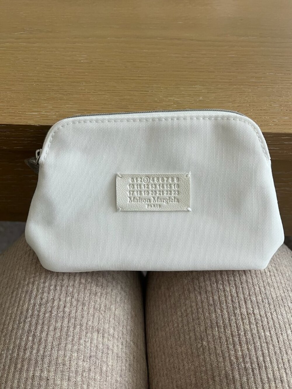 White Maison Margiela Replica Canvas Cosmetic Makeup Bag Pouch